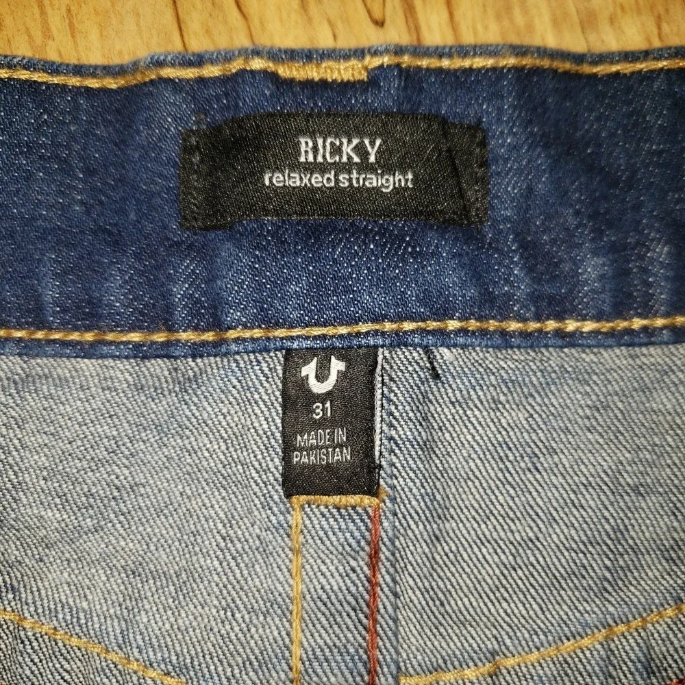 True Religion Ricky Relaxed‎ Straight Jeans Mens Dark Wash Sz 31 Waist is 33